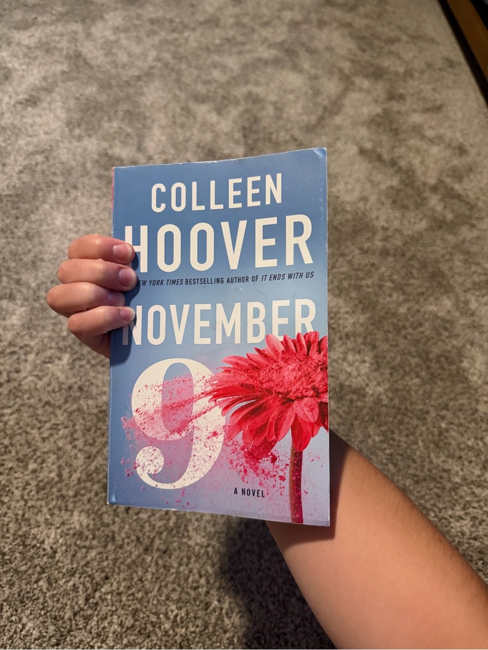 Colleen Hoover "November 9" Paperback - Blue Cover with Pink Flower